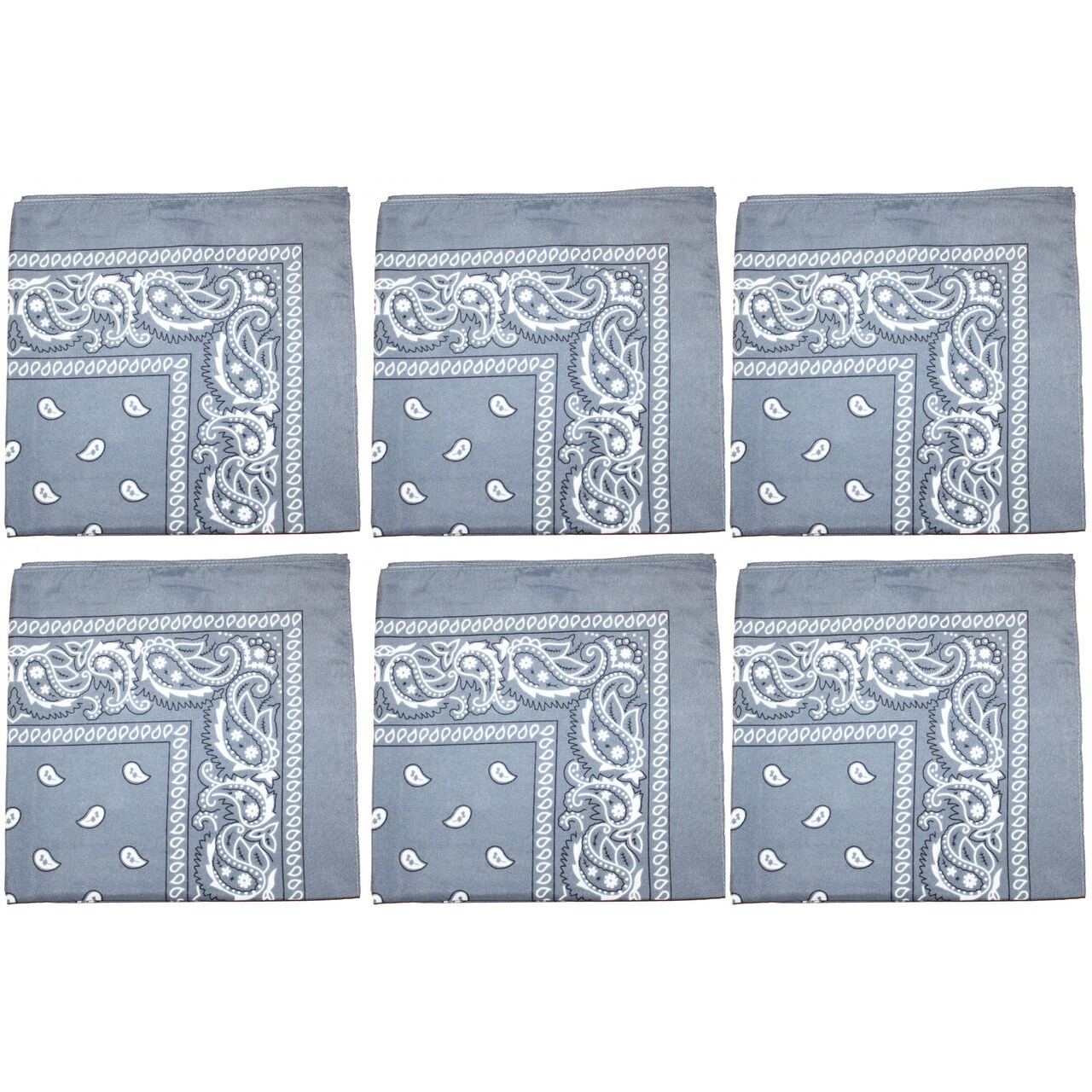 6 Pack Cotton Paisley Bandanas Multi-Purpose Accessories Everyday Use